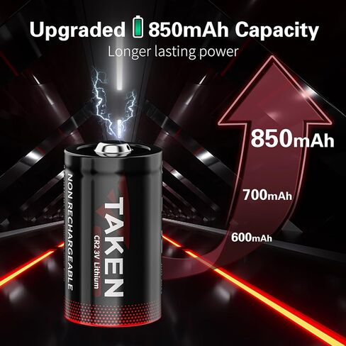 Taken CR2 Lithium Battery 8Pack, 850mAh Non-Rechargeable CR2 for Golf Rangefinder, Alarm Systems, Motion Sensor, Smoke Detector, Flashlight, Camera【10-Year Shelf Life】 in Kuwait