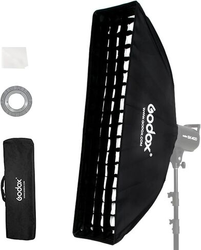 Godox FW60x90CM / 24"x36" Bowens Mount Strip Honeycomb Grid Softbox, Portable Softbox with Bowens Mount Speedring,Strip Soft Box with Grid for Studio Strobe Flash Portrait Product Photography in Saudi Arabia