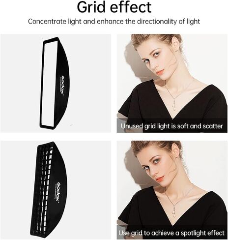 Godox FW60x90CM / 24"x36" Bowens Mount Strip Honeycomb Grid Softbox, Portable Softbox with Bowens Mount Speedring,Strip Soft Box with Grid for Studio Strobe Flash Portrait Product Photography in Saudi Arabia