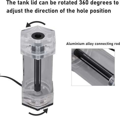 خزان تبريد مياه ASHATA، 196 مل شفاف RGB سبيكة ألومنيوم ألومنيوم G1/4 خيط مبرد مياه PC، خزان مياه أكريليك لنظام تبريد مياه الكمبيوتر in Kuwait