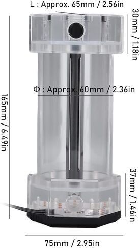 خزان تبريد مياه ASHATA، 196 مل شفاف RGB سبيكة ألومنيوم ألومنيوم G1/4 خيط مبرد مياه PC، خزان مياه أكريليك لنظام تبريد مياه الكمبيوتر in Kuwait