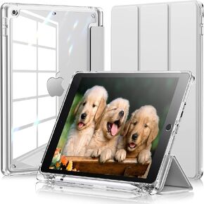INFILAND Case for iPad 9th Generation 2021/ iPad 8th Generation 2020/ iPad 7th Generation 2019, iPad 10.2 inch Smart Crystal Clear Protective Slim Case Cover with Pencil Holder (Silvery) in Kuwait