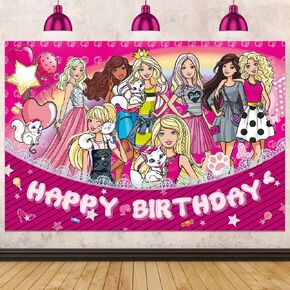 Birthday Party Decorations for Girl, Pink Birthday Banner Backdrop Photo Background for Girl Birthday Party Cake Table Decorations Birthday Banner, 5x3ft in Saudi Arabia