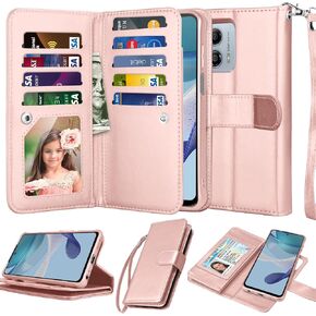 NJJEX for Motorola Moto G 5G 2023 Wallet Case, Moto G Power 5G 2023 Case, [9 Card Slots] PU Leather ID Credit Card Holder Folio Flip [Detachable] Kickstand Magnetic Phone Cover & Lanyard [Black] in Kuwait