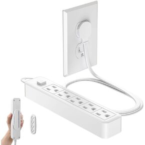 1875W Flat Plug Power Strip, 6ft Flat Extension Cord, 5 Outlet Desktop Charging Station, No Surge Protector for Cruise Ships, Wall Mounted for Kitchens, Office,with Wall Mount Bracket, Wall Nail, in Kuwait