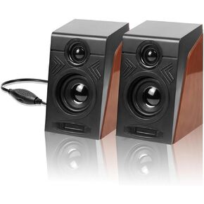 مكبر صوت سلكي لسطح المكتب من ووكسجيهم، 3.5 ملم، واجهة مزدوجة USB 2.0، مقبض منخفض التشويش لضبط مستوى الصوت، مكبر صوت صغير للكمبيوتر والتابلت واللاب توب، لون يشبه الخشب in Kuwait