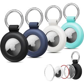 4 عبوات من حافظة حامل Airtag المقاومة للماء، سلسلة مفاتيح Airtag من السيليكون لعلامات Apple Air، حامل مفاتيح AirTags مع حافظة Airtag، حافظات GPS ملحقات مكتشف العناصر in Kuwait