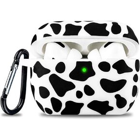 Cow Airpods Pro 2 Case Soft Silicone 2022 - YOMPLOW Case Cover Flexible Skin for Apple AirPod Pro 2nd Charging Case Cute Women Girls iPod Pro Case with Keychain - Black Cow