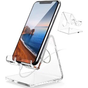DesignComfort Acrylic Cell Phone Stand , Acrylic Phone Stand for Desk,Clear Phone Stand, Dock, Cradle, Compatible with Phone 13 Pro Max Mini 11 Xr 8 SE, Android Smartphone, Pad,Desk Accessories in Saudi Arabia