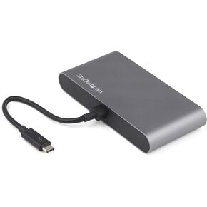 StarTech.com Thunderbolt 3 Mini Dock - Portable Dual Monitor Docking Station with DP 4K 60Hz, 1x USB-A Hub (USB 3.0/5 Gbps), GbE - 11in/28cm Cable - TB3 Multiport Adapter - Mac/Windows (TB3DKM2DPL) in Kuwait