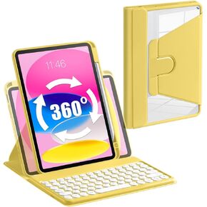 GUDOU Rotatable Keyboard Case for New iPad 10.9 inch 10th Generation 2022, 360 Degree Rotation & Auto Wake/Sleep,Magnetic Detachable Wireless Bluetooth Keyboard for Apple iPad 10.9 Inch 2022(Yellow) in Kuwait