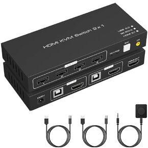 KVM Switch HDMI 2 Port 8K 60Hz 4 Port USB 2.0 for 2 Computers 1 Monitor Share Keyboard Mouse Printer Support Wire-Desktop Controller Including 2 USB 2.0 Cable in Kuwait