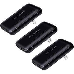 شاحن حائط USB مسطح، شاحن USB مزدوج 3 حزم 5 فولت/3 أمبير من OKRAY مع قابس قابل للطي، شاحن هاتف بمنفذين USB-A رفيع للغاية ومحول كتل شحن سريع متوافق مع iPhone 11/XS/XR/iPad وSamsung Galaxy (أسود)