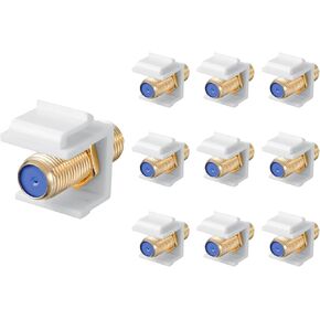 Coax Keystone Jack Insert 10-Pack, Gold-Plated Coaxial Cable Connector, F-Type RG6 Cable Extender Female to Female for Wall Plate and Patch Panel - Enhance Your Connection Quality in Kuwait