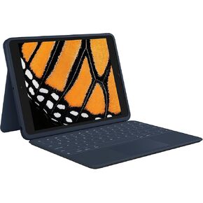 جراب Logitech Rugged Combo 3 Touch iPad® للوحة المفاتيح مع لوحة التتبع وموصل ذكي لأجهزة iPad (الجيل السابع والالثامن والتاسع) للتعليم - أزرق كلاسيكي in Kuwait