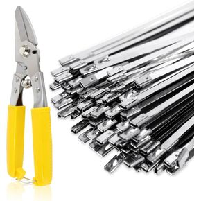 أربطة معدنية بسحاب، 304 أربطة بسحاب من الفولاذ المقاوم للصدأ شديدة التحمل، أربطة كبل ذاتية القفل متعددة الأغراض لتغليف العادم والسياج وإصلاح السيارات (11.8 بوصة 500 قطعة، فضي) in Kuwait