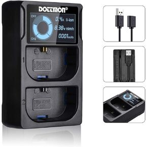 شاحن بطارية LP-E6 LP-E6N بفتحتين LCD لكاميرا كانون EOS 5D Mark II III وIV، 70D، 5Ds، 6D، 5DsR، 80D، 7D، 7D مارك II، EOS 60D، بطارية LP E6، بديل لشاحن كانون LC-E6 in Kuwait