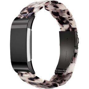 Wongeto Resin Band Compatible with Fitbit Charge 2 for Women Men,Fashion Resin Band Bracelet Wristband Strap for Fitbit Charge 2 HR Wristbands (Flower Grey)
