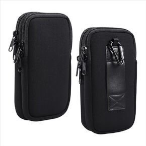 Cell Phone Belt Bag Men, Cell Phone Waist Bag Men, 6.9" Waterproof Elasticity Mens Cellphone Waist Belt Pouch Vertical Smartphone Belt Loop Holder with Necklace Carrying Case Fanny Pack with Carabiner