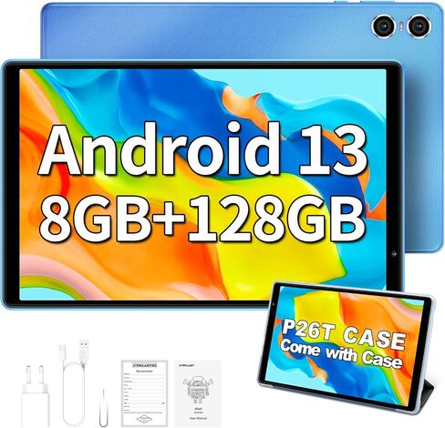 تابلت TECLAST 10 بوصة Android 13، أجهزة لوحية P26T 8 جيجابايت رام + 128 جيجابايت ROM 1 تيرابايت TF، واي فاي 5G/2.4G، ثماني النواة، 1280 * 800 HD شاشة تعمل باللمس، BT 5.2، Google GMS، 6000 مللي أمبير، كاميرا مزدوجة، OTG، النوع C، مع قضية in Kuwait