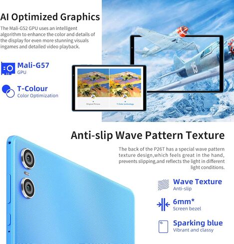 تابلت TECLAST 10 بوصة Android 13، أجهزة لوحية P26T 8 جيجابايت رام + 128 جيجابايت ROM 1 تيرابايت TF، واي فاي 5G/2.4G، ثماني النواة، 1280 * 800 HD شاشة تعمل باللمس، BT 5.2، Google GMS، 6000 مللي أمبير، كاميرا مزدوجة، OTG، النوع C، مع قضية in Kuwait