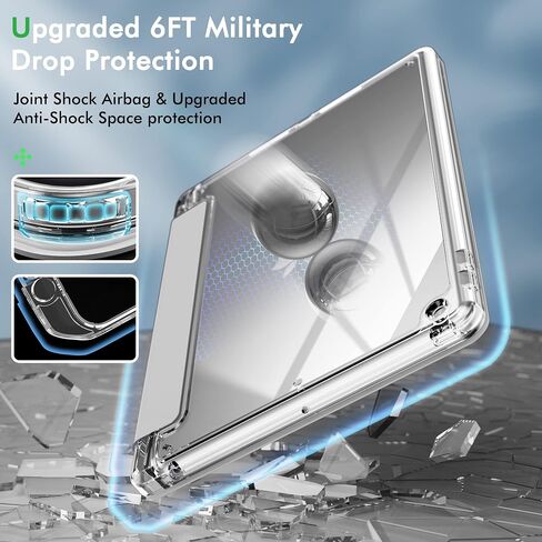INFILAND Case for iPad 9th Generation 2021/ iPad 8th Generation 2020/ iPad 7th Generation 2019, iPad 10.2 inch Smart Crystal Clear Protective Slim Case Cover with Pencil Holder (Silvery) in Kuwait