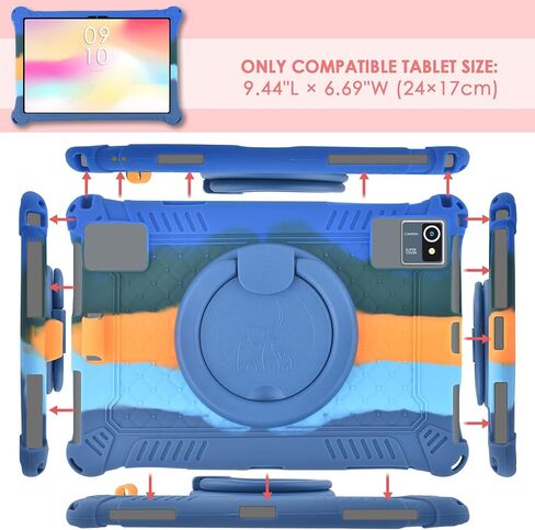 DETUOSI 10.1 inch Silicone Tablet Case with Rotating Stand, Dazzling Pink in Saudi Arabia