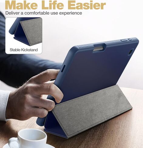 حافظة SURITCH لهاتف Samsung Galaxy Tab S6 Lite 10.4 بوصة، [واقي شاشة مدمج] [حامل قلم رصاص] [نوم/تنبيه تلقائي] حافظة جلدية خفيفة الوزن غطاء ذكي لكامل الجسم مع حامل مغناطيسي ثلاثي الطي أزرق in Saudi Arabia
