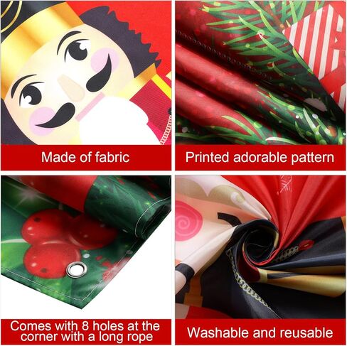 غطاء لافتة باب المرآب للكريسماس بتصميم كسارة البندق، قماش كبير جدًا بصورة خلفية صورة صورة لافتة فناء لعيد الميلاد عطلة الشتاء مستلزمات حفلات ليلة رأس السنة، 6 × 1.9 م in Kuwait