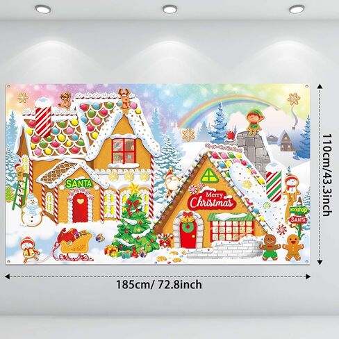 عيد الميلاد الزنجبيل صورة خلفية الديكور الحلو عيد ميلاد سعيد الزنجبيل البيت راية سانتا كاندي خلفية لعيد الميلاد دش عيد الميلاد ديكورات الحائط في 72.8 × 43.3 بوصة in Kuwait