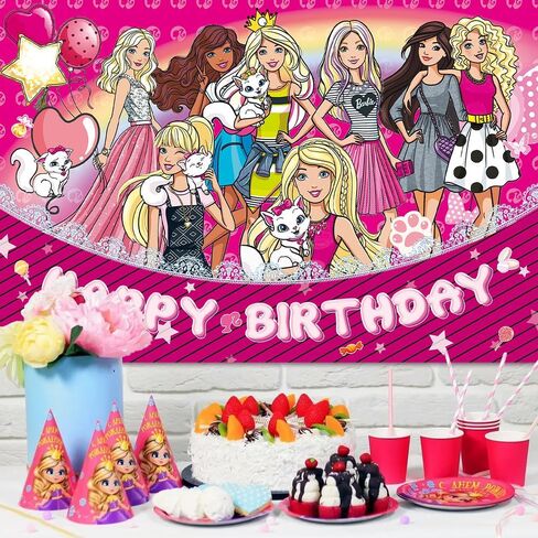 Birthday Party Decorations for Girl, Pink Birthday Banner Backdrop Photo Background for Girl Birthday Party Cake Table Decorations Birthday Banner, 5x3ft in Saudi Arabia