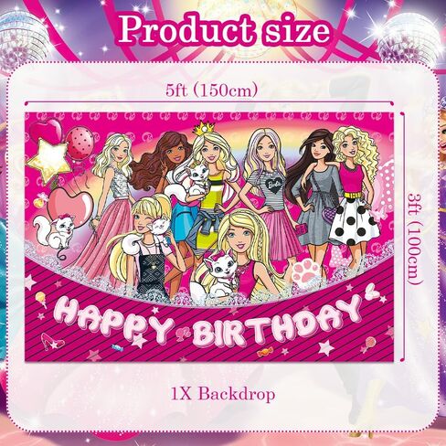 Birthday Party Decorations for Girl, Pink Birthday Banner Backdrop Photo Background for Girl Birthday Party Cake Table Decorations Birthday Banner, 5x3ft in Saudi Arabia