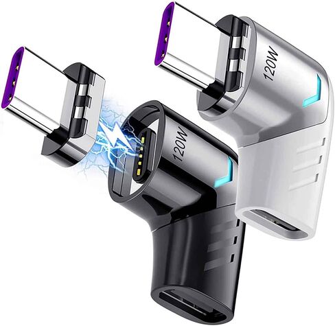 Sisyphy USB C Magnetic Adapter (Straight 2Packs), USB2.0 Type C Connector with PD 120W Charge and 480Mbps Data Transfer, Compatible for MacBook Pro/Air iPad Pro and More USB C Devices in Kuwait