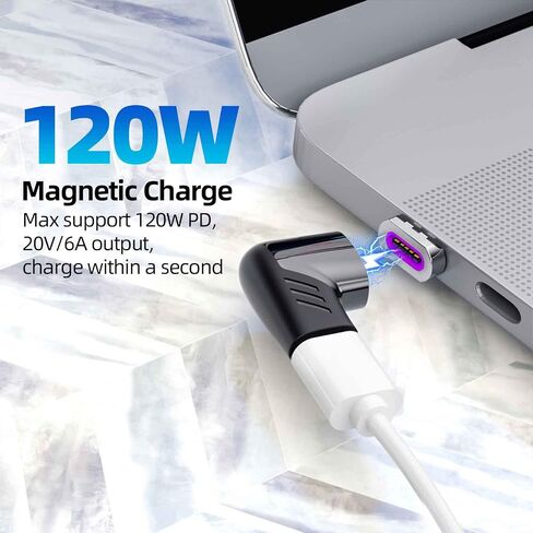 Sisyphy USB C Magnetic Adapter (Straight 2Packs), USB2.0 Type C Connector with PD 120W Charge and 480Mbps Data Transfer, Compatible for MacBook Pro/Air iPad Pro and More USB C Devices in Kuwait