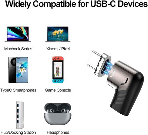 Sisyphy USB C Magnetic Adapter (Straight 2Packs), USB2.0 Type C Connector with PD 120W Charge and 480Mbps Data Transfer, Compatible for MacBook Pro/Air iPad Pro and More USB C Devices in Kuwait