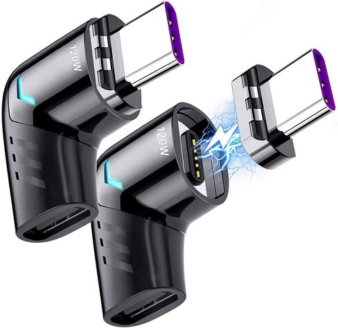 Sisyphy USB C Magnetic Adapter (Straight 2Packs), USB2.0 Type C Connector with PD 120W Charge and 480Mbps Data Transfer, Compatible for MacBook Pro/Air iPad Pro and More USB C Devices in Kuwait