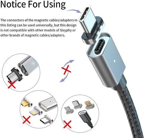 Sisyphy USB C Magnetic Adapter (Straight 2Packs), USB2.0 Type C Connector with PD 120W Charge and 480Mbps Data Transfer, Compatible for MacBook Pro/Air iPad Pro and More USB C Devices in Kuwait
