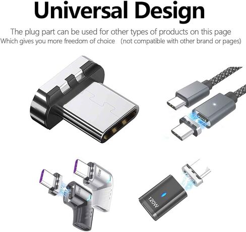 Magnetic USB C Adapter (2 Pack), 5Pins Type C Connector, Support USB PD 100W Quick Charge, 480Mbp/s Data Transfer, No Video Output, Compatible for MacBook Pro/Air and Mostly USBC Devices in Saudi Arabia