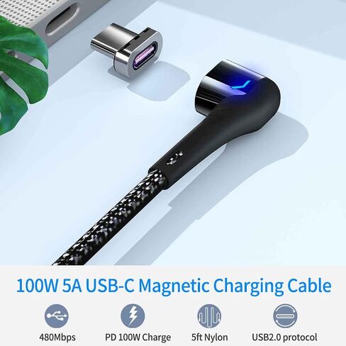 Sisyphy USB C Magnetic Adapter (Straight 2Packs), USB2.0 Type C Connector with PD 120W Charge and 480Mbps Data Transfer, Compatible for MacBook Pro/Air iPad Pro and More USB C Devices in Kuwait