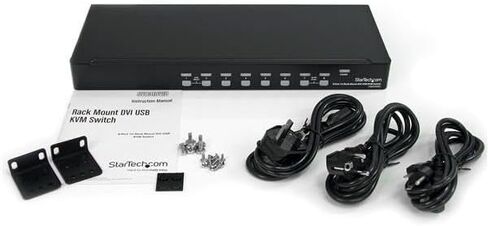 StarTech.com 8 Port 1U Rackmount DVI USB KVM Switch - USB DVI KVM Switch - DVI KVM Switch - USB KVM Switch (SV831DVIU), Black in Kuwait