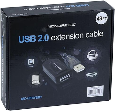 كابل Monoprice USB 2.0 ذكر إلى أنثى تمديد/مكرر نشط - يُستخدم مع بلاي ستيشن، وXbox، وKinenct، وOculus VR، ومحرك فلاش USB، وقارئ البطاقات، والقرص الصلب، ولوحة المفاتيح، والطابعة، والكاميرا، 32 قدمًا in Kuwait
