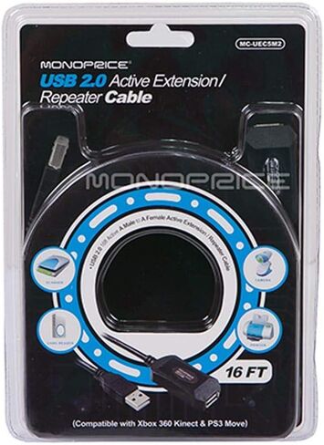 كابل Monoprice USB 2.0 ذكر إلى أنثى تمديد/مكرر نشط - يُستخدم مع بلاي ستيشن، وXbox، وKinenct، وOculus VR، ومحرك فلاش USB، وقارئ البطاقات، والقرص الصلب، ولوحة المفاتيح، والطابعة، والكاميرا، 32 قدمًا in Saudi Arabia