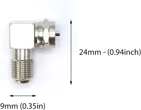 Coaxial Cable Right Angle Connector - 100 Pack - for Tight Corners and Flat Panel TV Mounting - 90 Degree F Type Adapter for Coax Cable and Wall Plates in Saudi Arabia