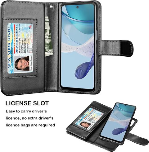 NJJEX for Motorola Moto G 5G 2023 Wallet Case, Moto G Power 5G 2023 Case, [9 Card Slots] PU Leather ID Credit Card Holder Folio Flip [Detachable] Kickstand Magnetic Phone Cover & Lanyard [Black] in Saudi Arabia