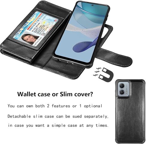 NJJEX for Motorola Moto G 5G 2023 Wallet Case, Moto G Power 5G 2023 Case, [9 Card Slots] PU Leather ID Credit Card Holder Folio Flip [Detachable] Kickstand Magnetic Phone Cover & Lanyard [Black] in Saudi Arabia