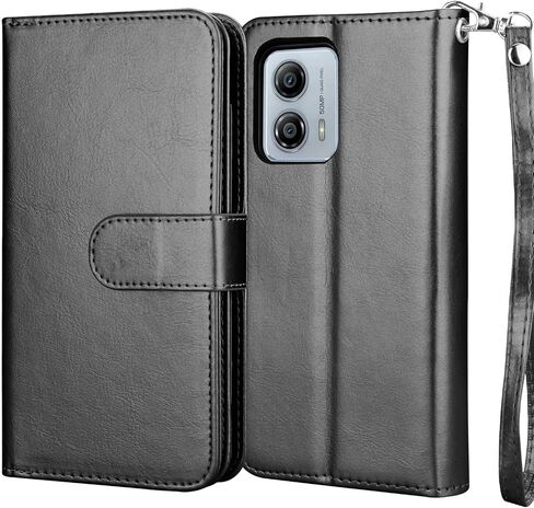 NJJEX for Motorola Moto G 5G 2023 Wallet Case, Moto G Power 5G 2023 Case, [9 Card Slots] PU Leather ID Credit Card Holder Folio Flip [Detachable] Kickstand Magnetic Phone Cover & Lanyard [Black] in Saudi Arabia