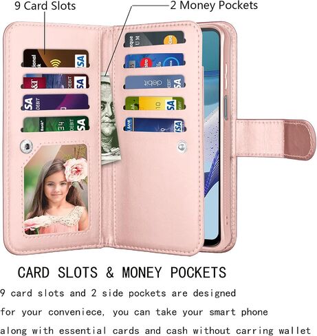 NJJEX for Motorola Moto G 5G 2023 Wallet Case, Moto G Power 5G 2023 Case, [9 Card Slots] PU Leather ID Credit Card Holder Folio Flip [Detachable] Kickstand Magnetic Phone Cover & Lanyard [Black] in Kuwait