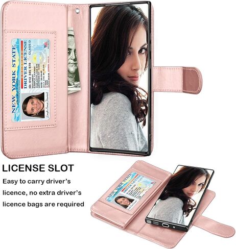 NJJEX Galaxy Note 20 Ultra Case (2020), for Samsung Note 20 Ultra 5G Wallet Case, [9 Card Slots] PU Leather ID Credit Holder Folio Flip [Detachable] Kickstand Magnetic Phone Cover & Lanyard [Black] in Saudi Arabia