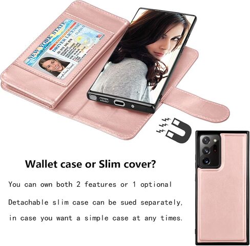 NJJEX Galaxy Note 20 Ultra Case (2020), for Samsung Note 20 Ultra 5G Wallet Case, [9 Card Slots] PU Leather ID Credit Holder Folio Flip [Detachable] Kickstand Magnetic Phone Cover & Lanyard [Black] in Saudi Arabia