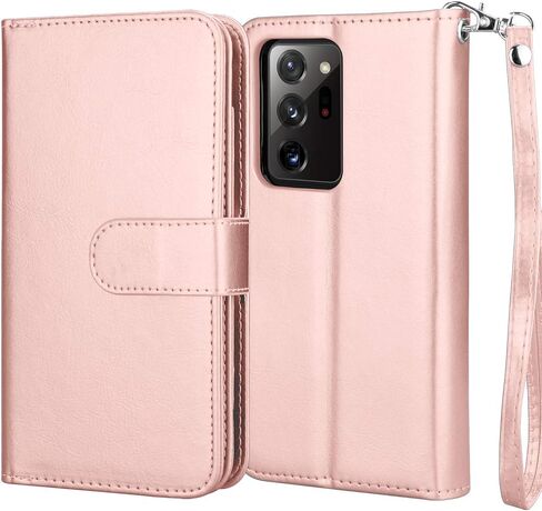 NJJEX Galaxy Note 20 Ultra Case (2020), for Samsung Note 20 Ultra 5G Wallet Case, [9 Card Slots] PU Leather ID Credit Holder Folio Flip [Detachable] Kickstand Magnetic Phone Cover & Lanyard [Black] in Saudi Arabia